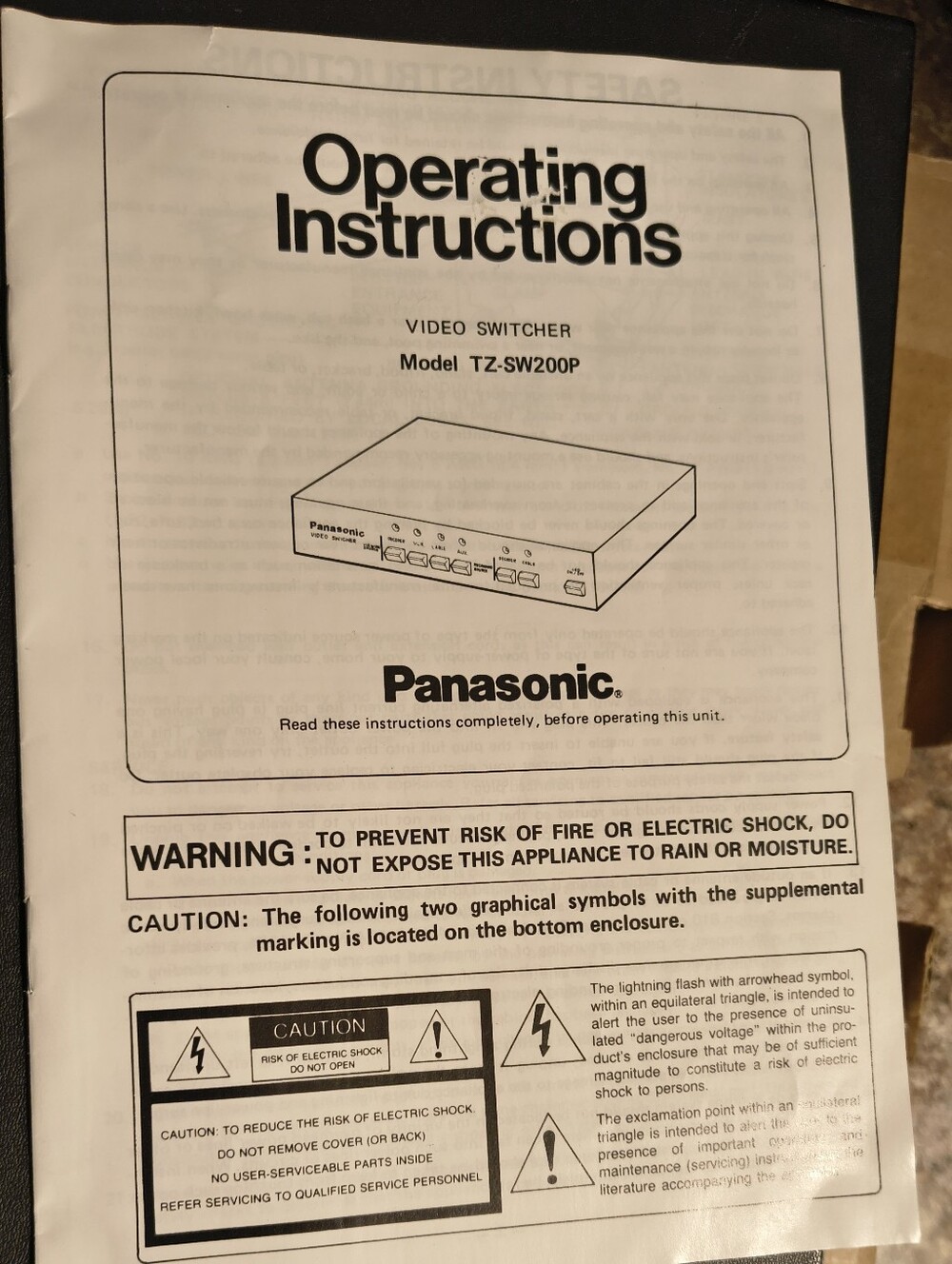 Vintage Panasonic TZ-SW200P Video Switcher In Box